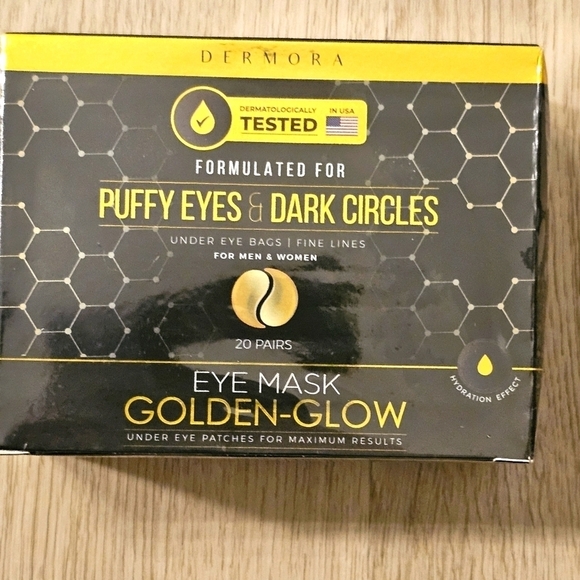 NWT Dermora Eye Mask Golden Glow for Puffy Eyes & Dark Circles brighter looking - Picture 1 of 6